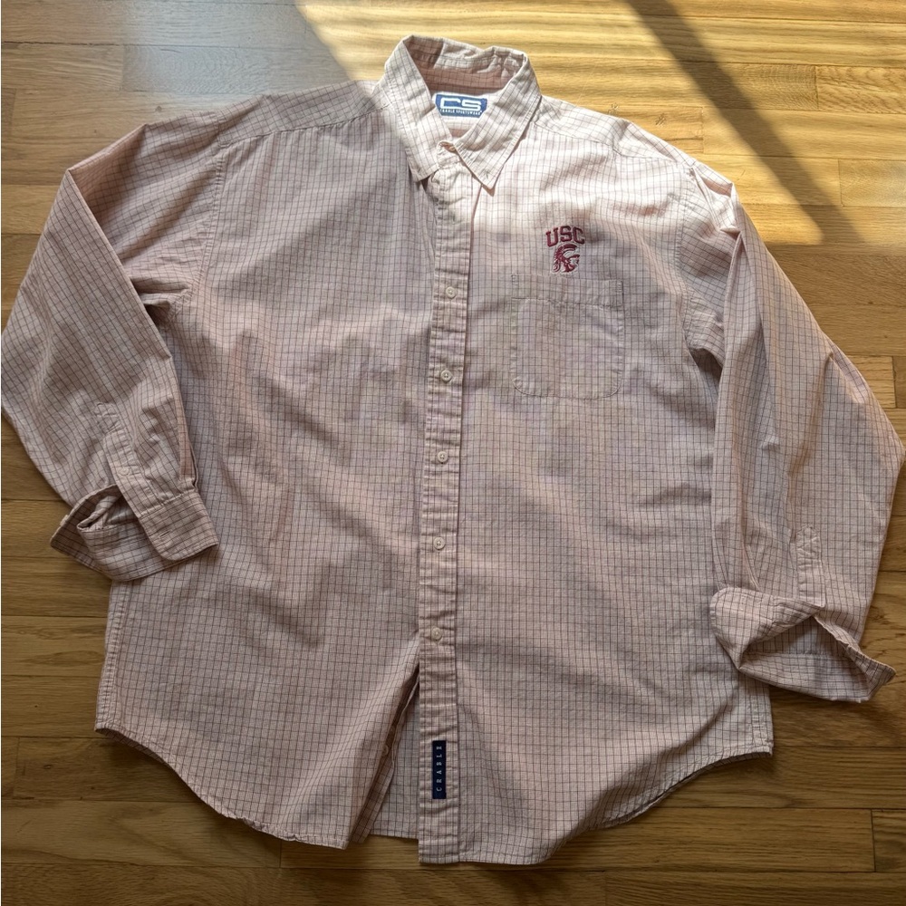 Cutter & Buck Men's Pink Checkered Button Down Shirt